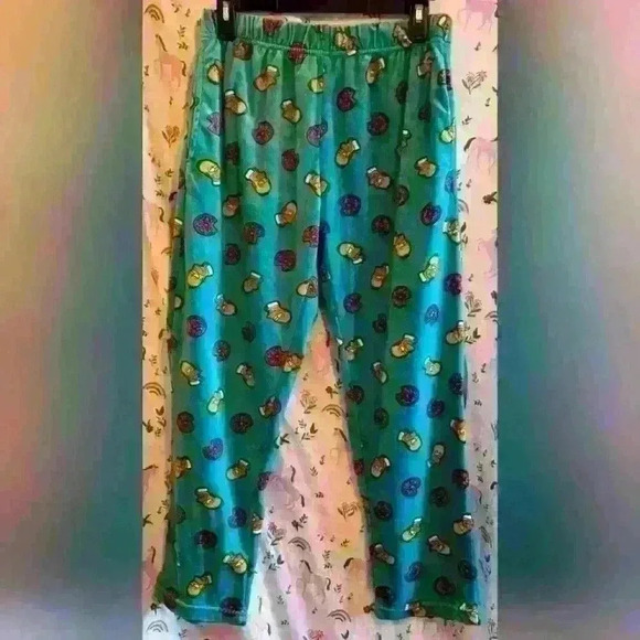 EUC Aeropostale Simpsons Homer Donut Fuzzy Comfy Cozy Pajama Lounge Pants SZ S - Picture 1 of 3